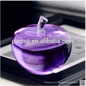 High Quality Purple Crystal Apple Paperweight For Business Gifts
